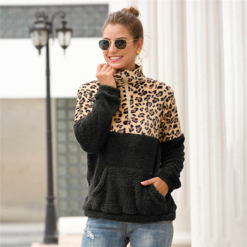 Leopard fleece sweater